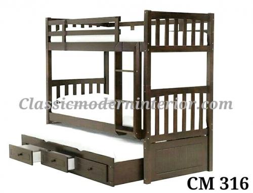 double deck bed with cabinet